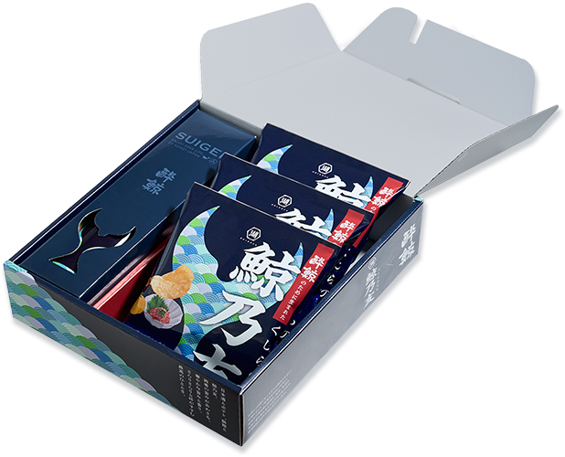 酔鯨のオリジナル日本酒と湖池屋ポテトチップスが入った限定セット