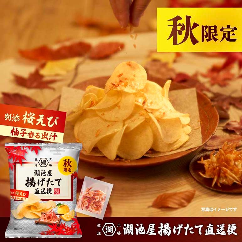 秋限定 揚げたて直送便(工場直送便)ポテトチップス 柚香香る出し桜えびトッピング付き